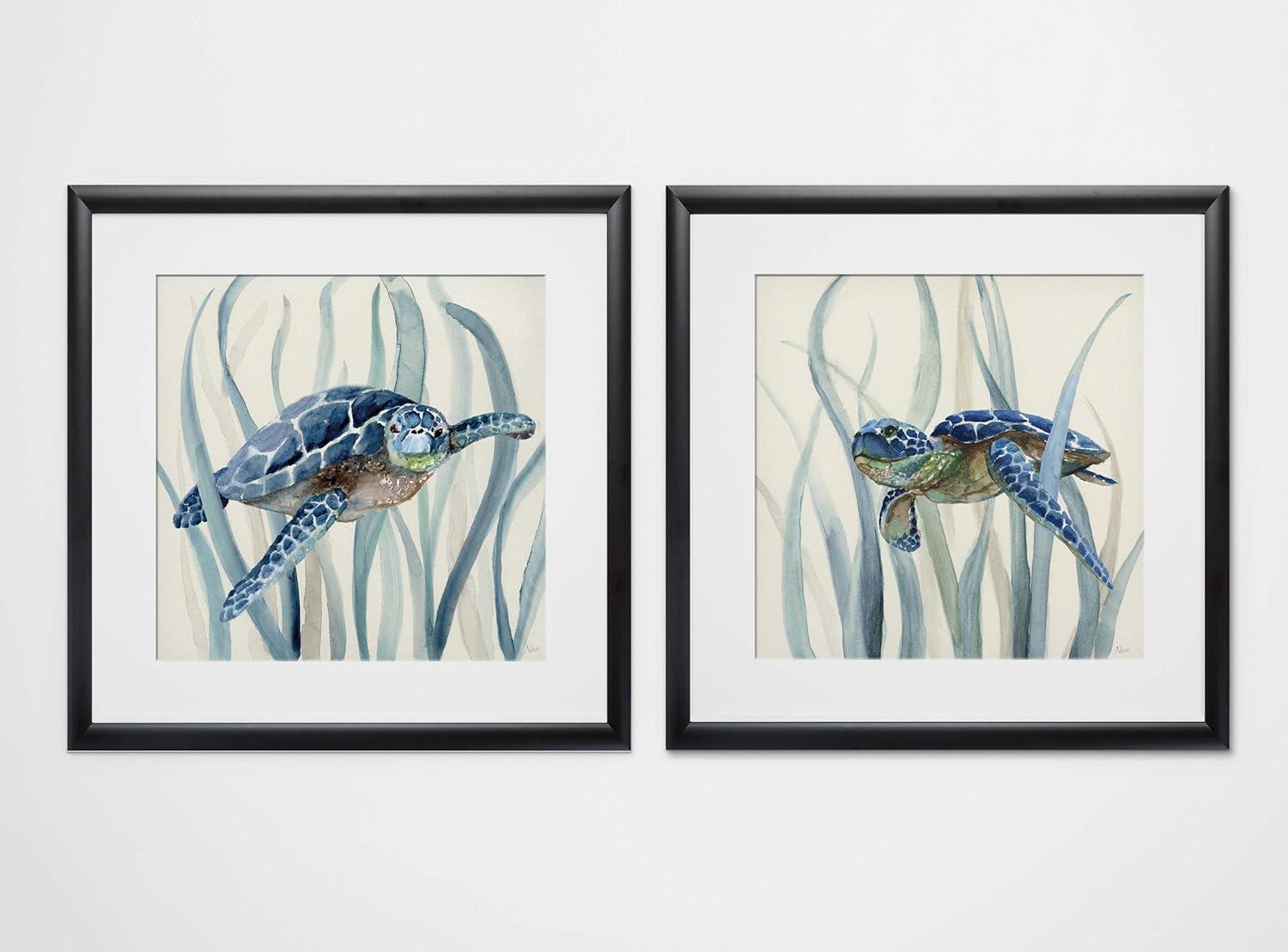 Turtle in Seagrass I 16x16 Framed Art Print Set