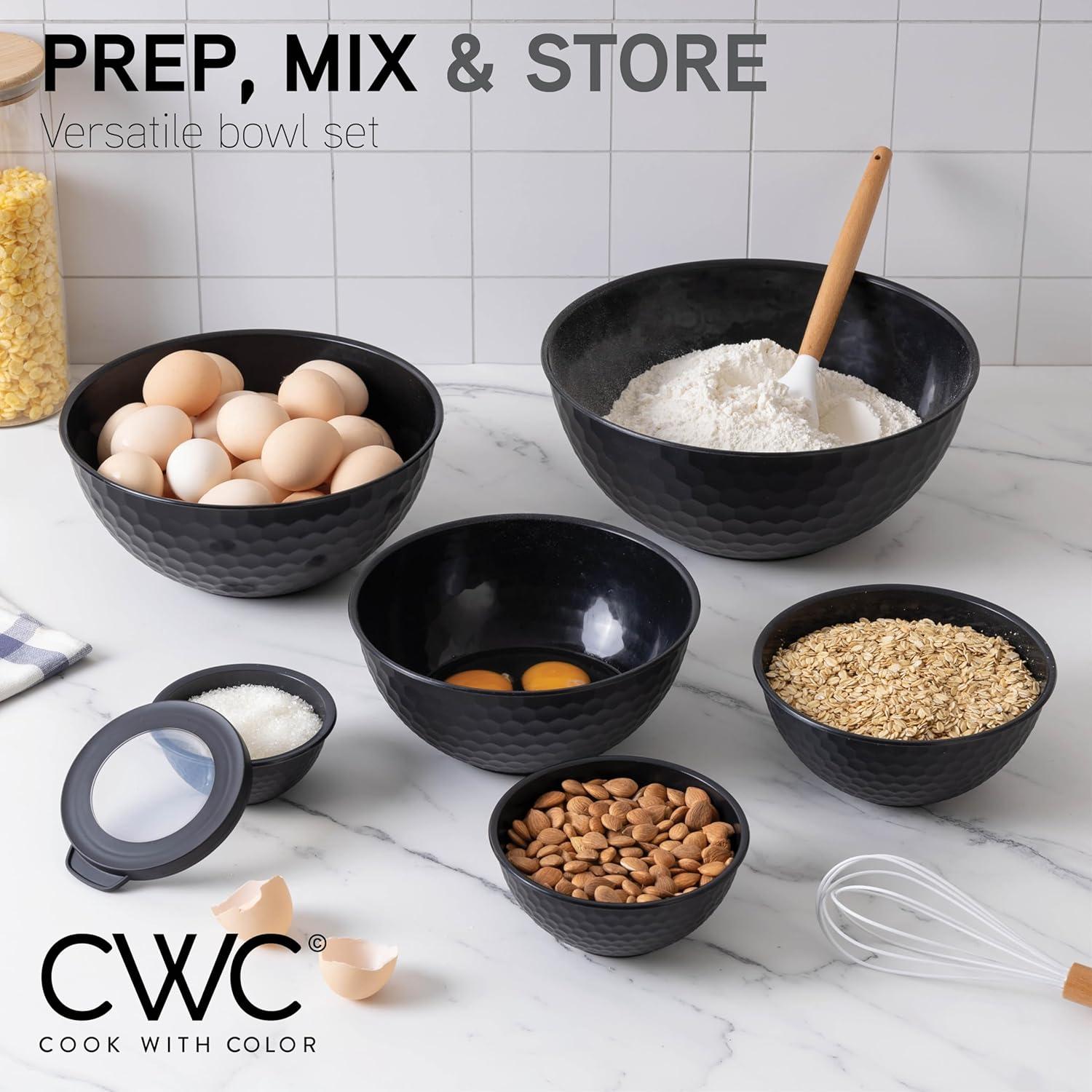 WRIWON 12 Piece Nesting Bowls Set includes 6 Prep Bowls and 6 Lids