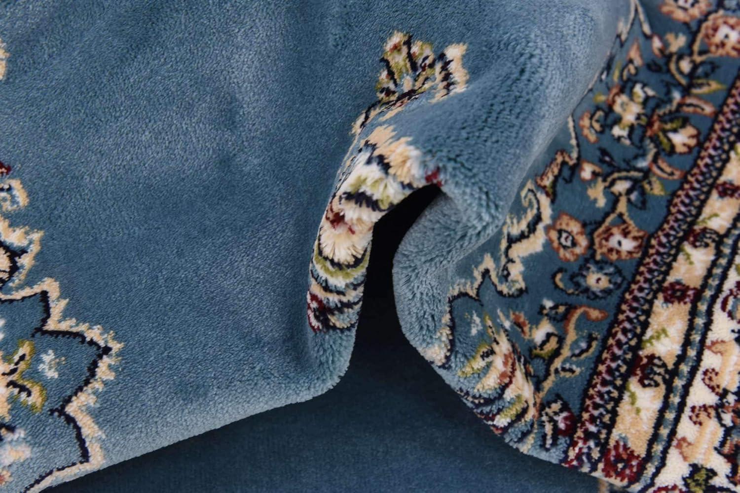 Unique Loom Narenj Collection Classic Traditional Medallion Textured Design Area Rug, 3' x 13' 1" Runner, Blue/Burgundy