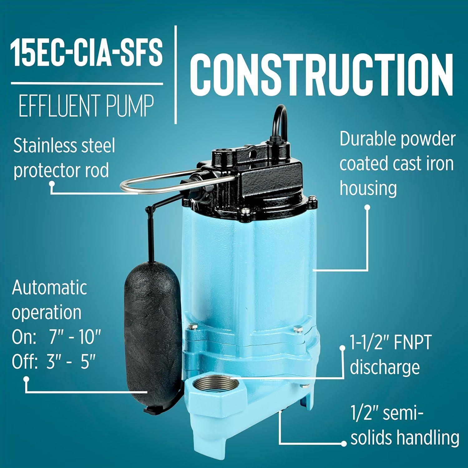 Blue Cast Iron 3/4 HP Effluent Sump Pump with Float Switch