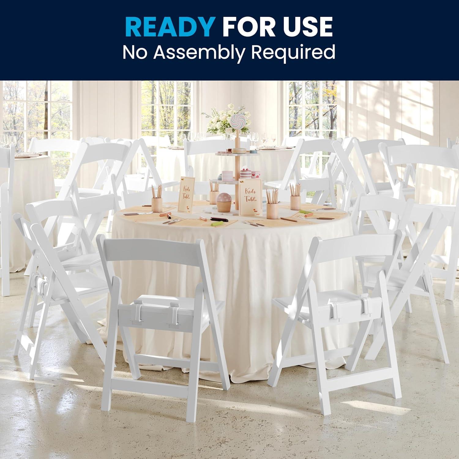 Flash Furniture Kids Folding Chairs with Padded Seats | Set of 2 White Resin Folding Chair with Vinyl Padded Seat for Kids