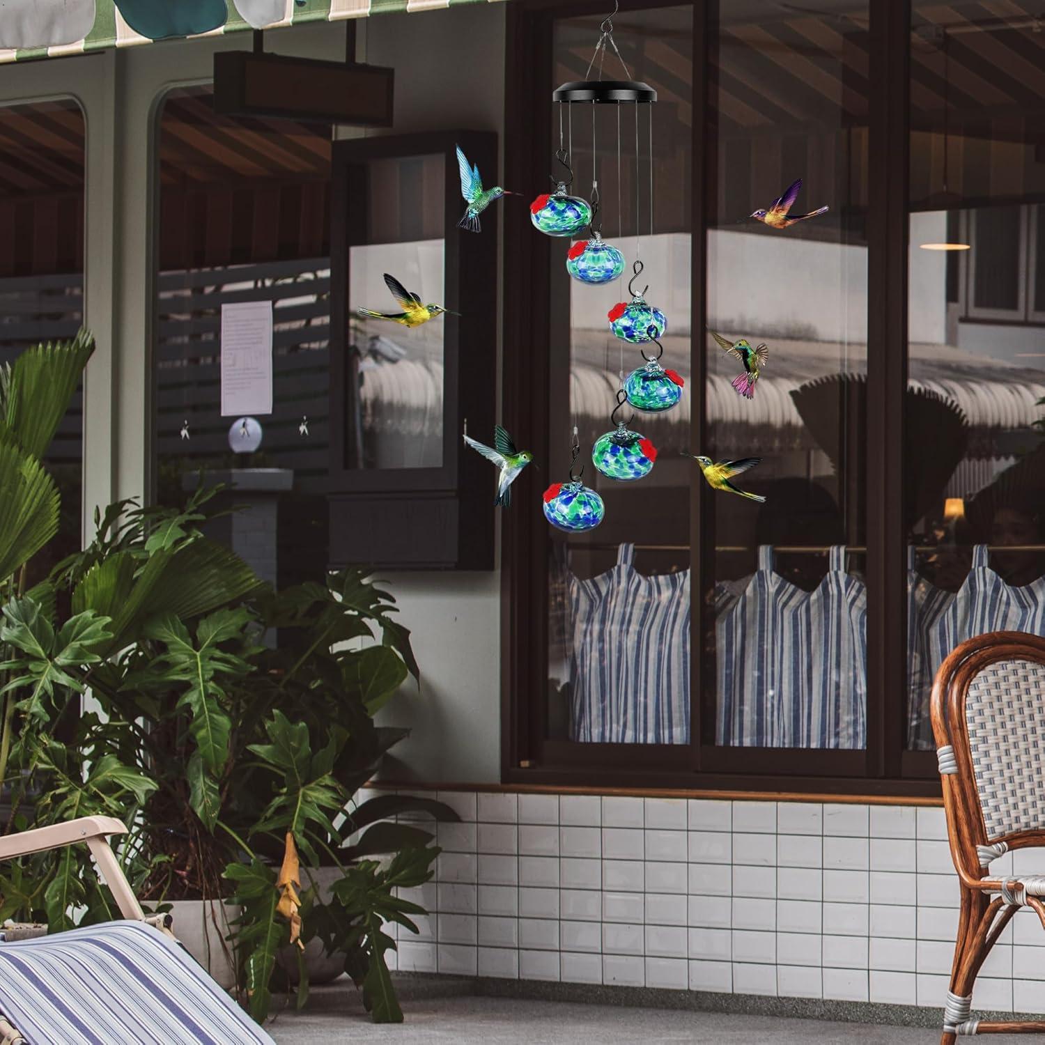 2025 New Charming Wind Chimes Hummingbird feeders,Window Bird feeders for Viewing,Bird feeders for Outdoors Hanging ant and bee Proof