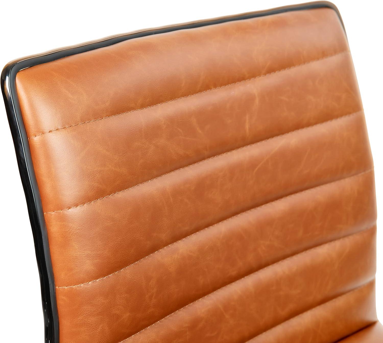 Flash Furniture Low Back Designer Armless Brown Ribbed Swivel Task Office Chair with Black Frame and Base