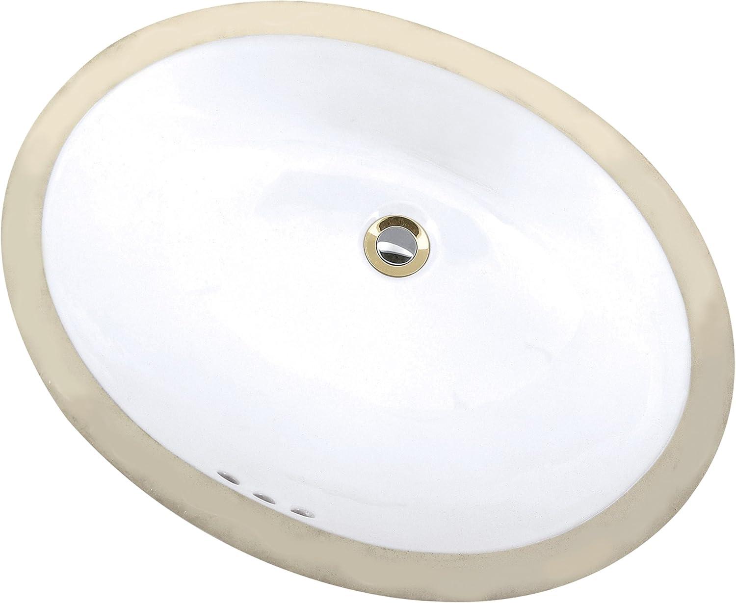 White Oval Ceramic Undermount Bathroom Sink