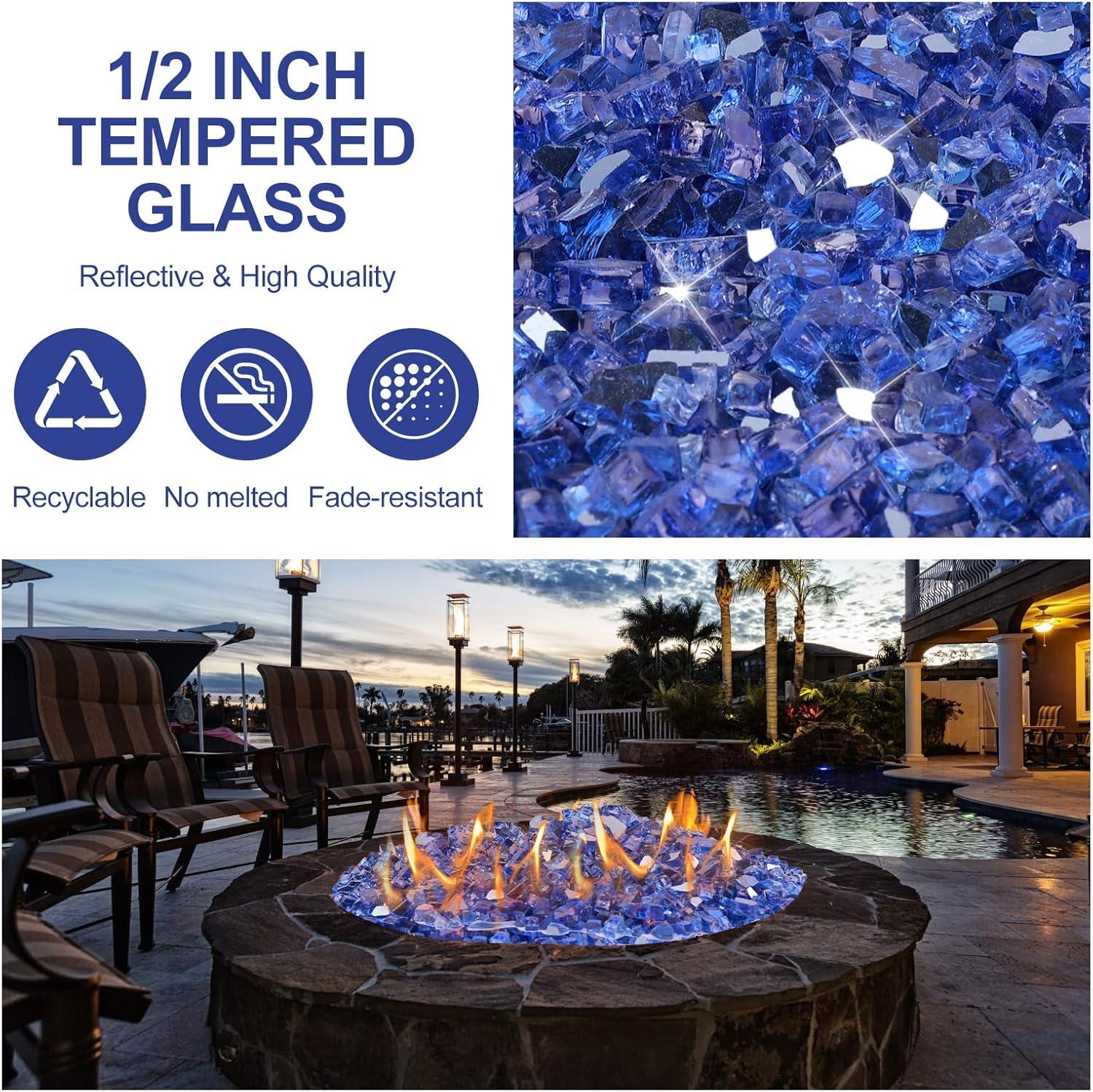 Global Outdoors 10-Pound Reflective Sapphire 1/2" Fire Glass