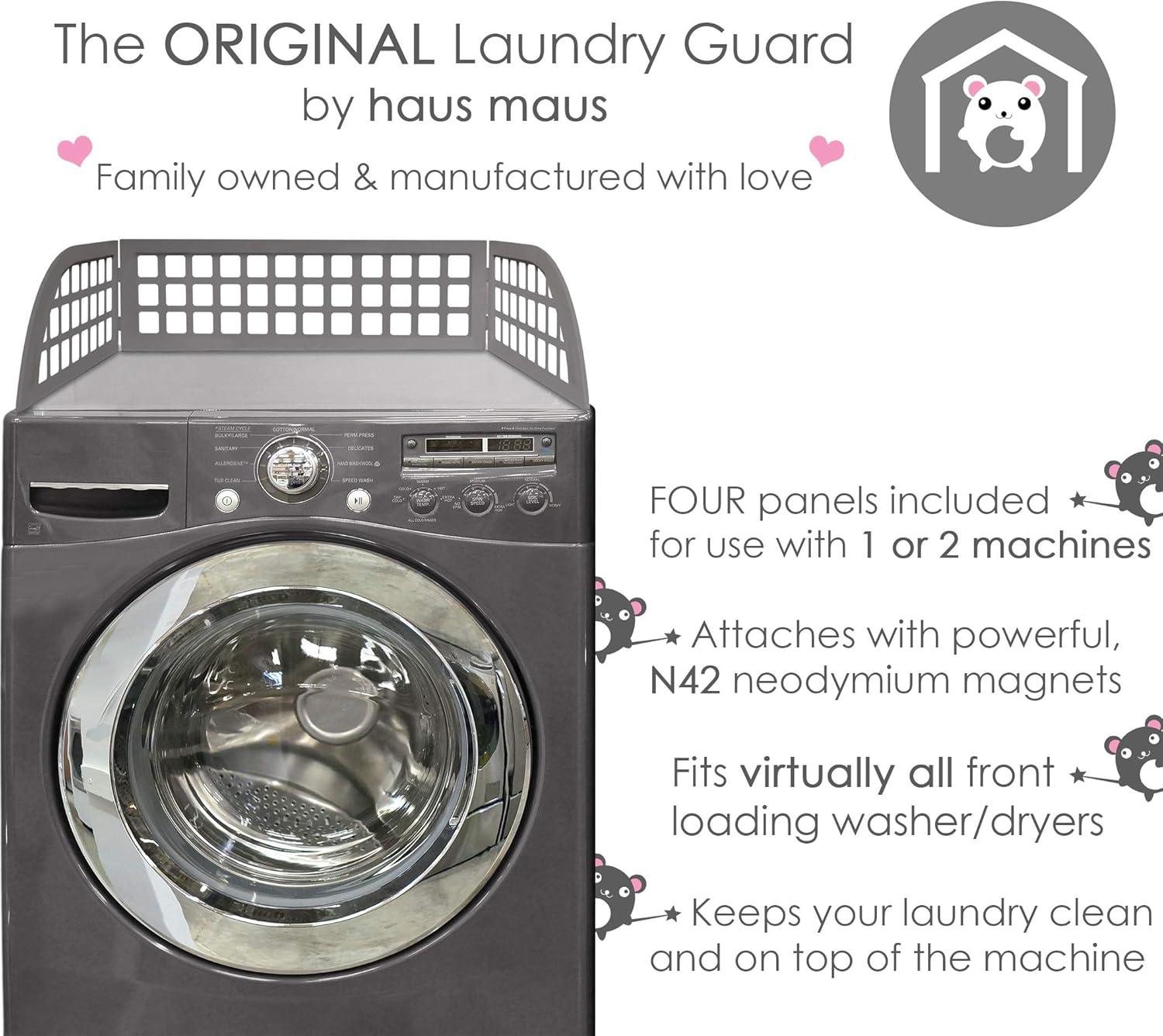 Haus Maus The Original Laundry Guard - Stop Laundry Falling Behind Washer/Dryer - Invented by a US Mom - Made in North America - Magnetic - Fits Most Front Loading Machines - Top of Fridge - Grey