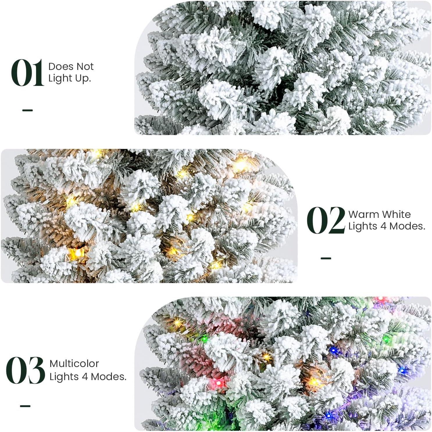 4ft Snow Flocked Artificial Christmas Tree with Multicolor LED Lights