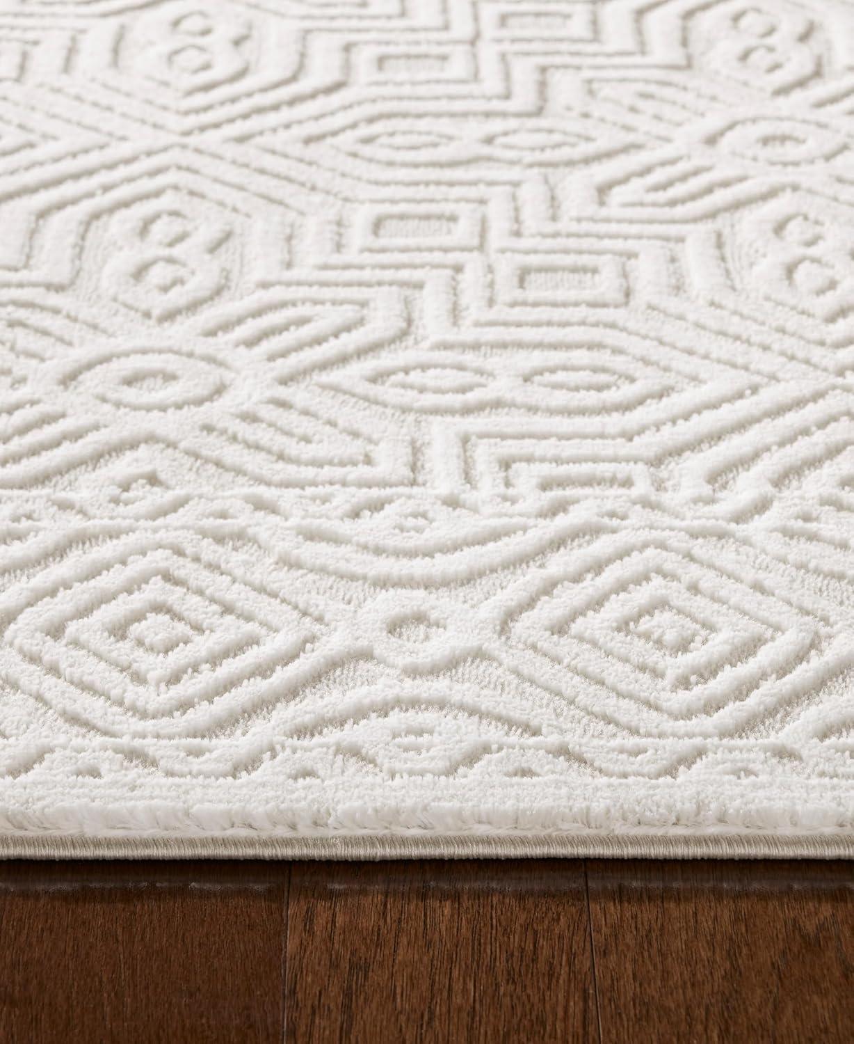 TOWN & COUNTRY LUXE Maya Medallion Indoor Area Rug with High-Low Texture, Ivory/Greige