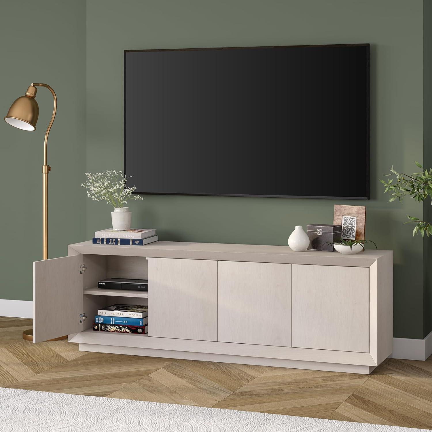 Evelyn&Zoe Oswald Rectangular TV Stand for TV's up to 75", Alder White