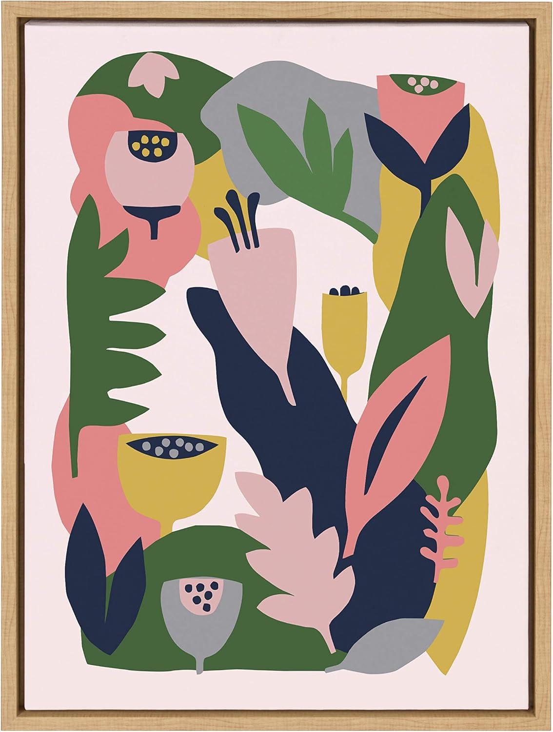 18" x 24" Sylvie Myriam's Garden by Myriam Van Neste Framed Wall Canvas Natural - Kate & Laurel All Things Decor: Modern Style