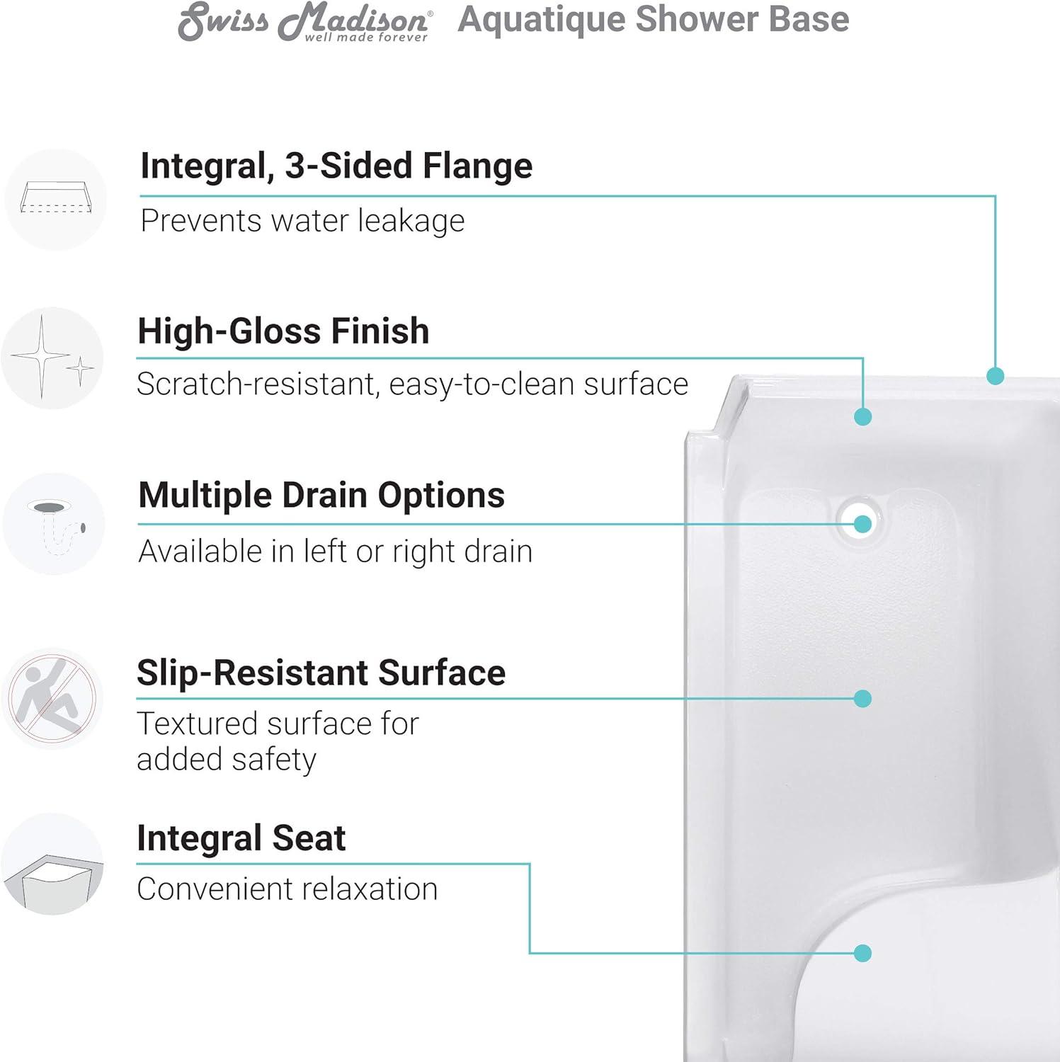 Aquatique 60" x 32" Single Threshold Shower Base