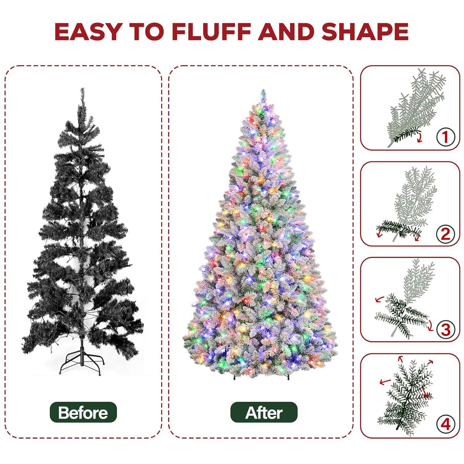 Home Accents Holiday 6.5 Ft. Pre-Lit LED Festive Pine Flocked Artificial Christmas Tree