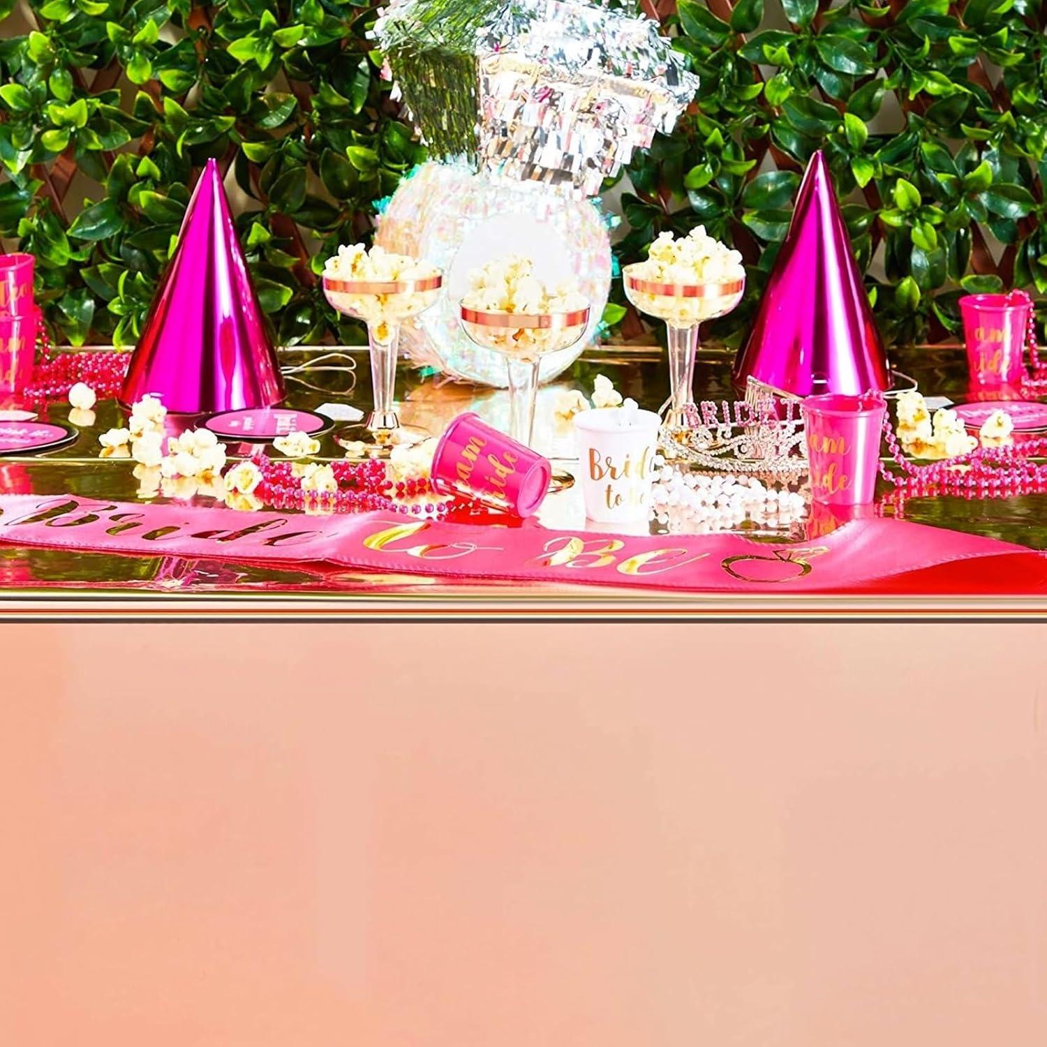 Sparkle and Bash 3 Pack Rose Gold Plastic Tablecloth, Metallic Table Cover Disposable for Pink Birthday Parties, Bridal Shower Decor, 54 x 108 In