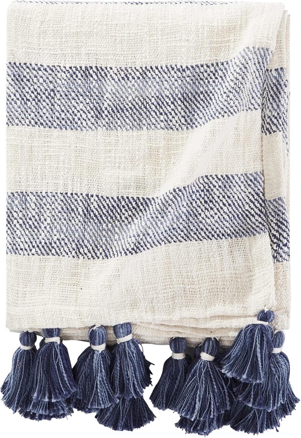 Brielle Home Lara Striped Cotton Throw Blanket