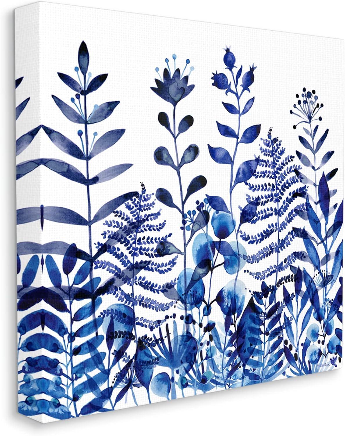 Stupell Industries Au-715-Canvas " Blue Fern Sprouts Nature Plants " by Maria Over Painting Print