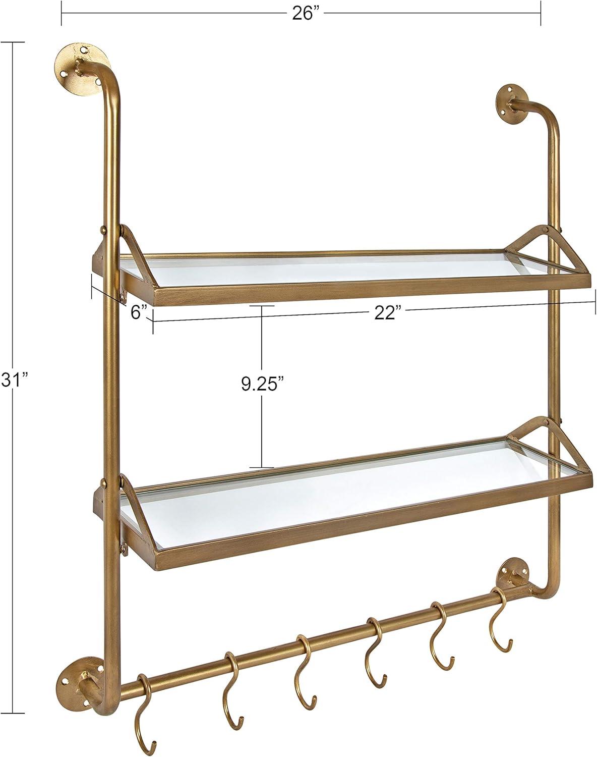 26" x 31" Marit Metal Wall Shelf Gold - Kate & Laurel All Things Decor