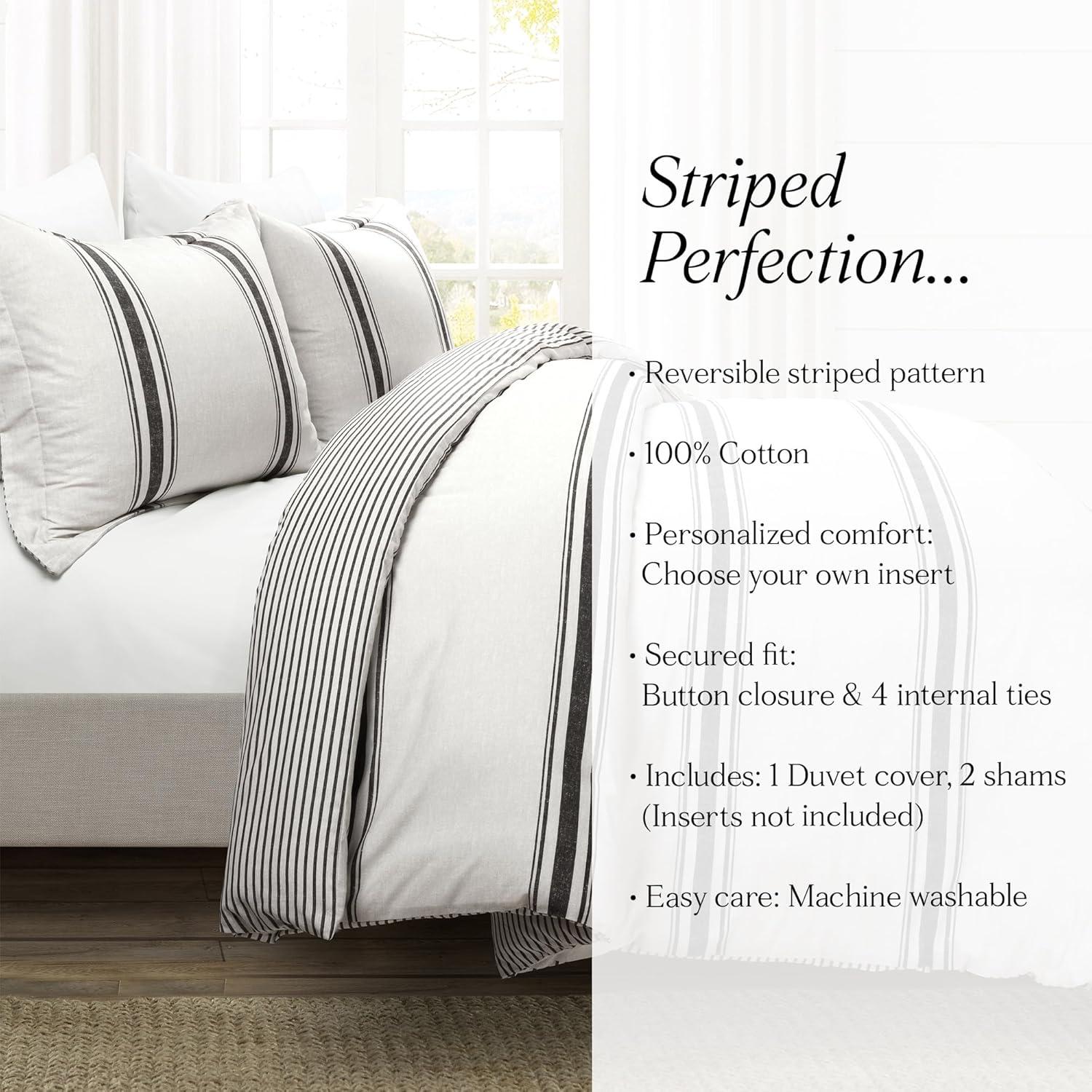 Standard Cotton 460 TC Reversible 3 Piece Duvet Cover Set