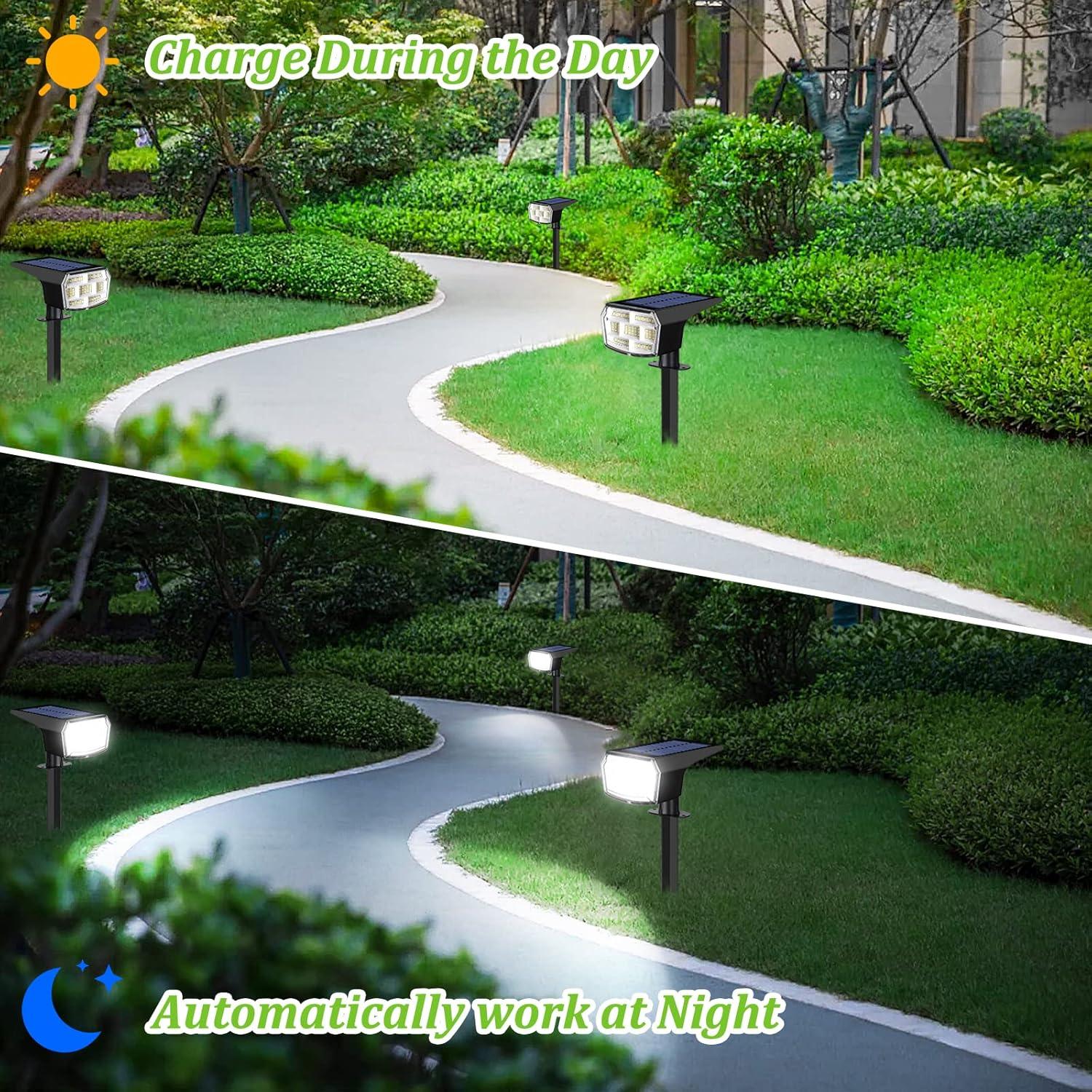 Nordic Hygge 6-Pack Solar Spot Lights Outdoor, 59 LED Solar Lights Outdoor Waterproof, Outdoor Solar Lights for Yard with 3 Lighting Modes