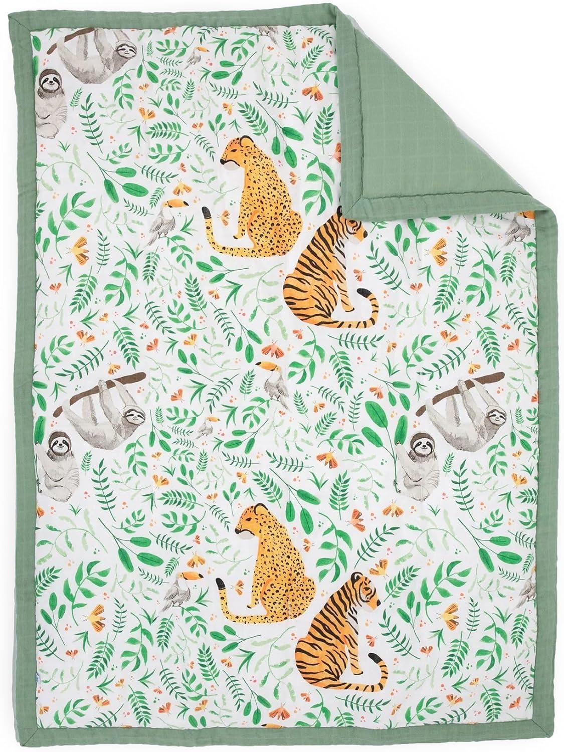 Little Unicorn Toddler Bedding 3-Piece Set | Super Soft & Breathable Muslin Fabric | for Convertible Cribs & Toddler Beds (Mighty Jungle)