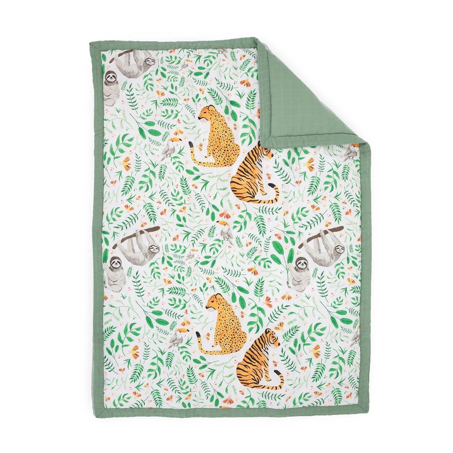 Little Unicorn Toddler Bedding 3-Piece Set | Super Soft & Breathable Muslin Fabric | for Convertible Cribs & Toddler Beds (Mighty Jungle)