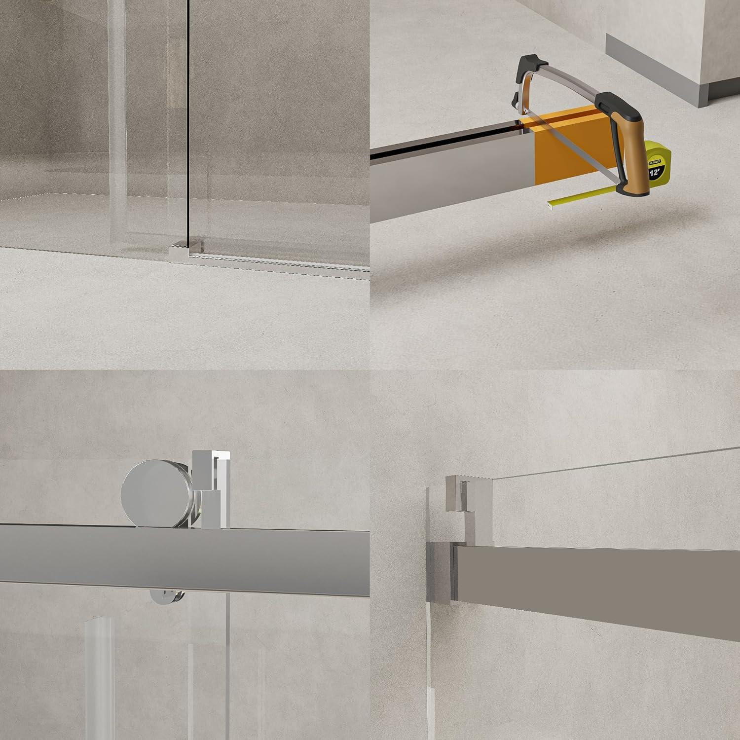 YTTSOYTS 56-60 In. X 76 In Double Sliding Shower Door, 5/16 In Clear Tempered Glass Easy-Clean Coating Chrome AA01-BLACK