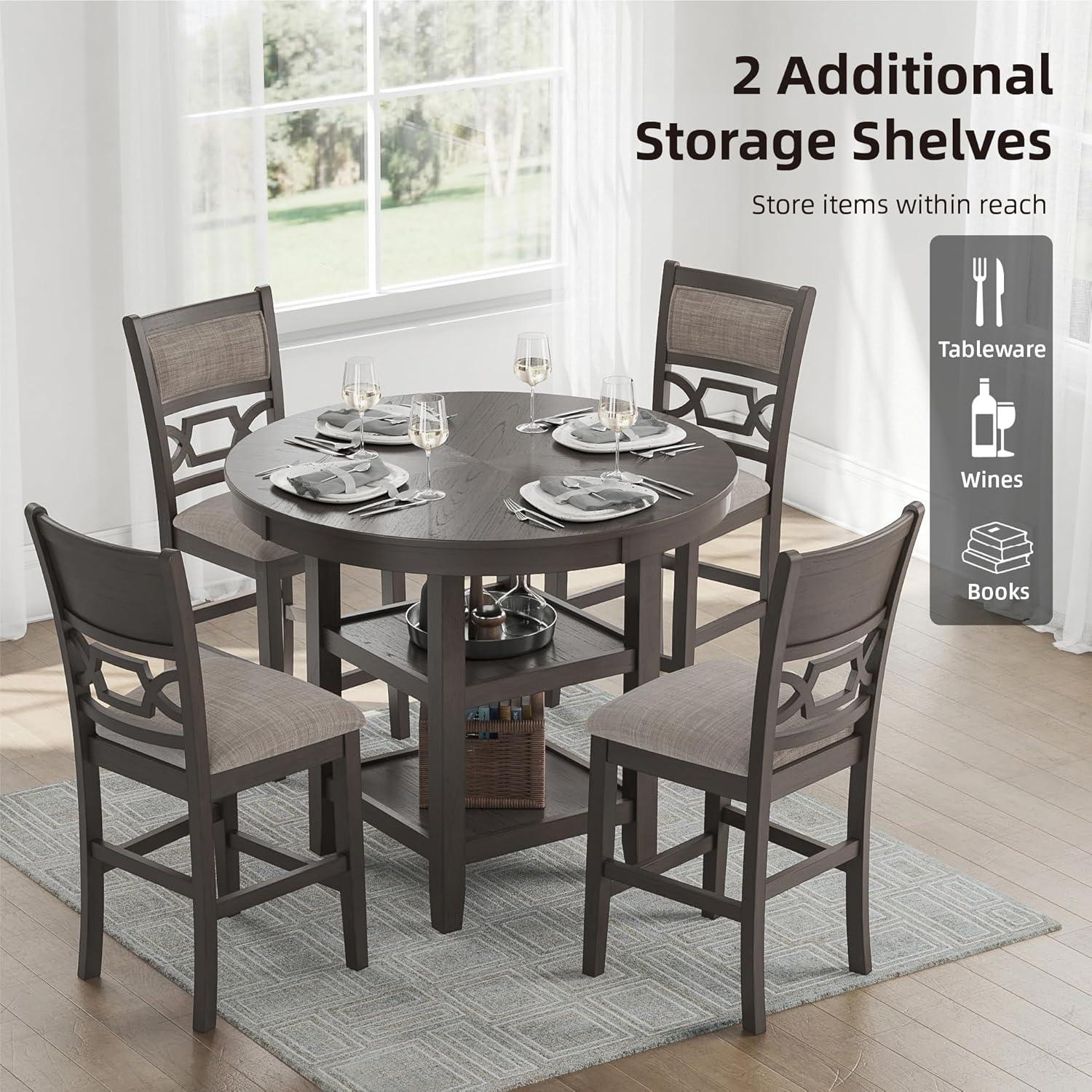 Ashley Furniture Wrenning Gray Counter Height Dining Table Set - Set of 5