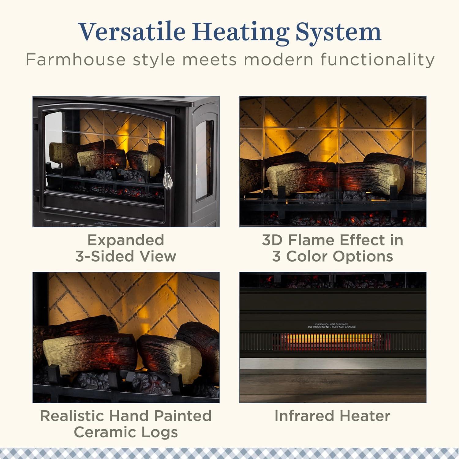 Country Living Smart Infrared Electric Fireplace Stove Heater, Alexa and Google Home Compatible
