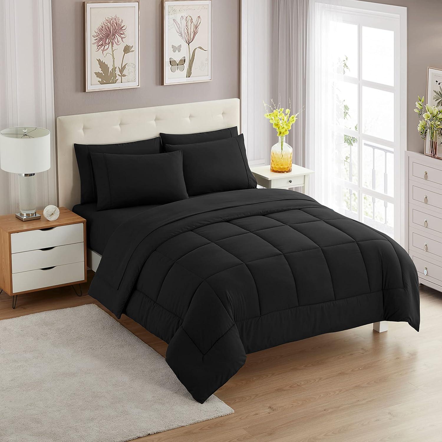 All Season Bed-in-A-Bag Solid Color Comforter & Sheet Set Ultra Soft Bedding by Sweet Home Collection®