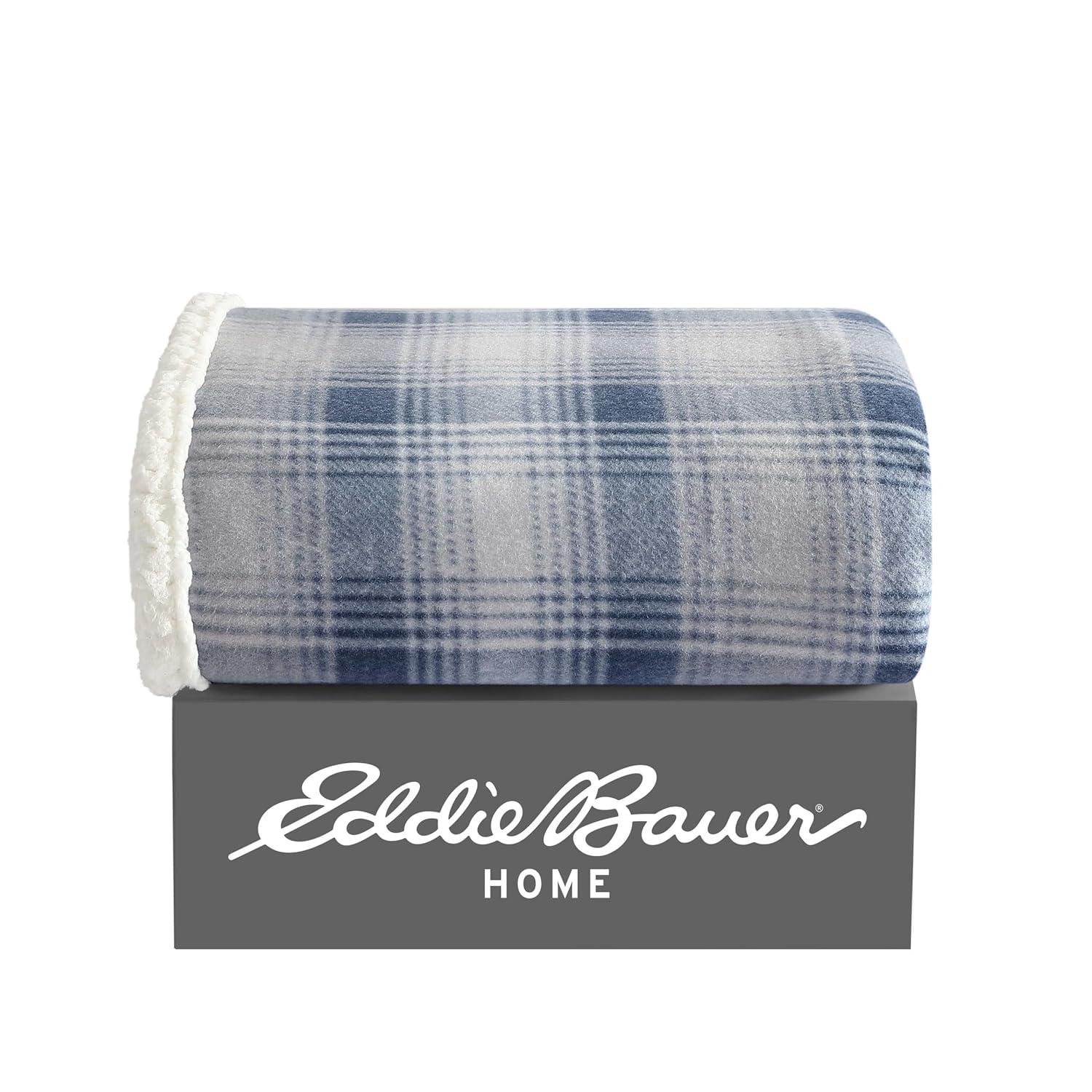 Eddie Bauer Eddie Bauer Printed Plush Fleece/Sherpa Oversized Throw Blanket