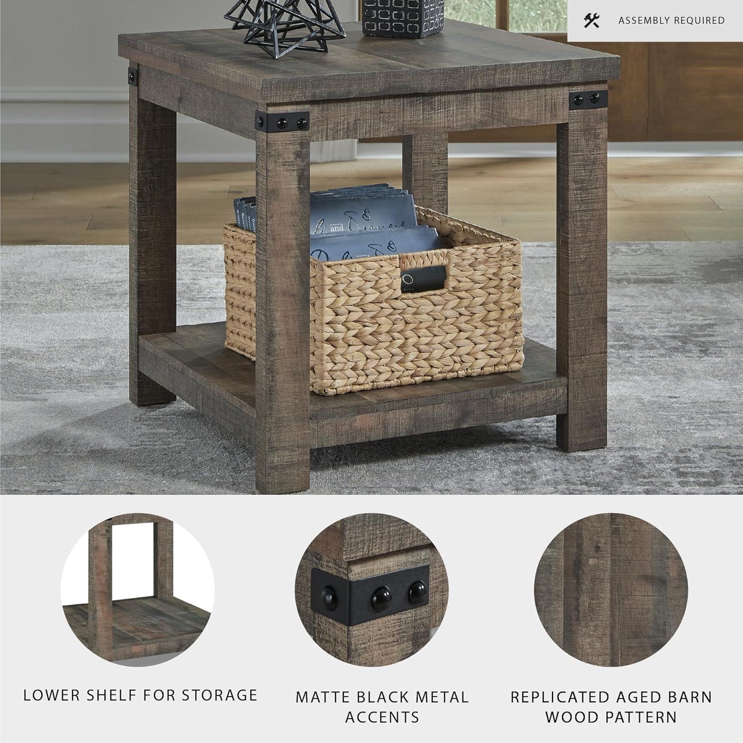 Signature Design by Ashley Casual Hollum End Table, Rustic Brown
