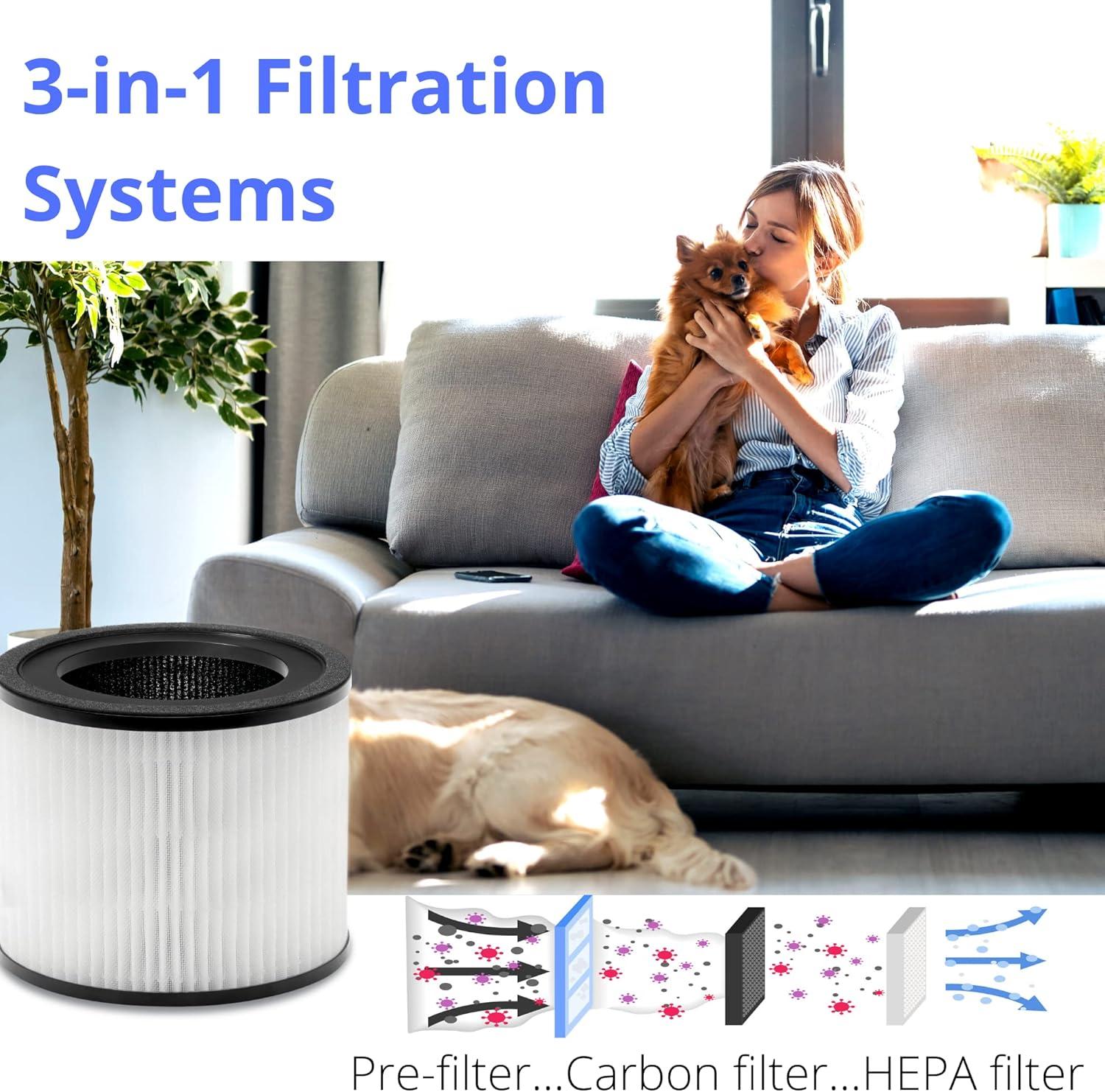 H13 HEPA Activated Carbon Air Purifier Replacement Filters, 2-Pack