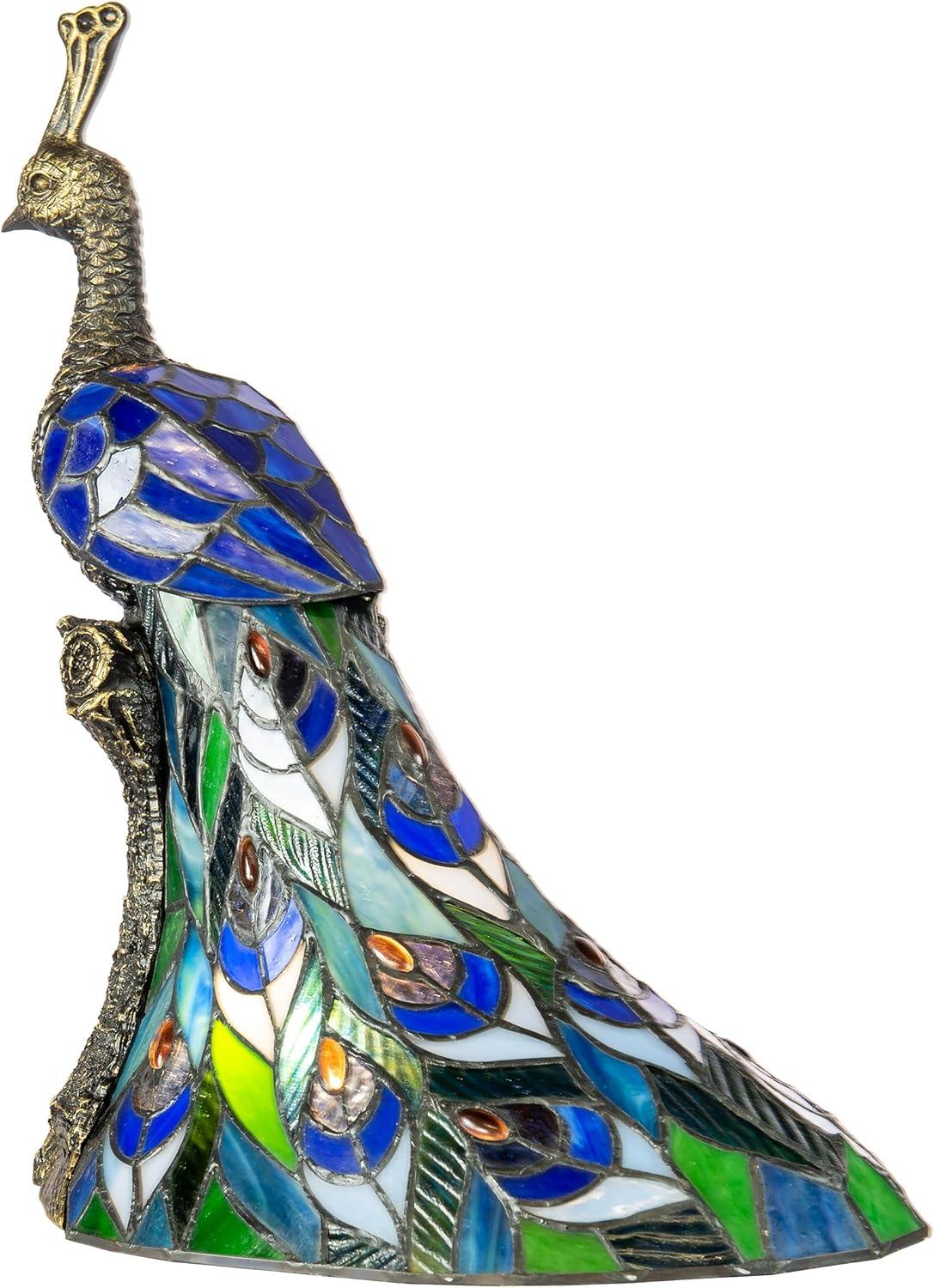 Dale Tiffany 1-Light Resin & Art Glass Accent Lamp in Bronze/Blue