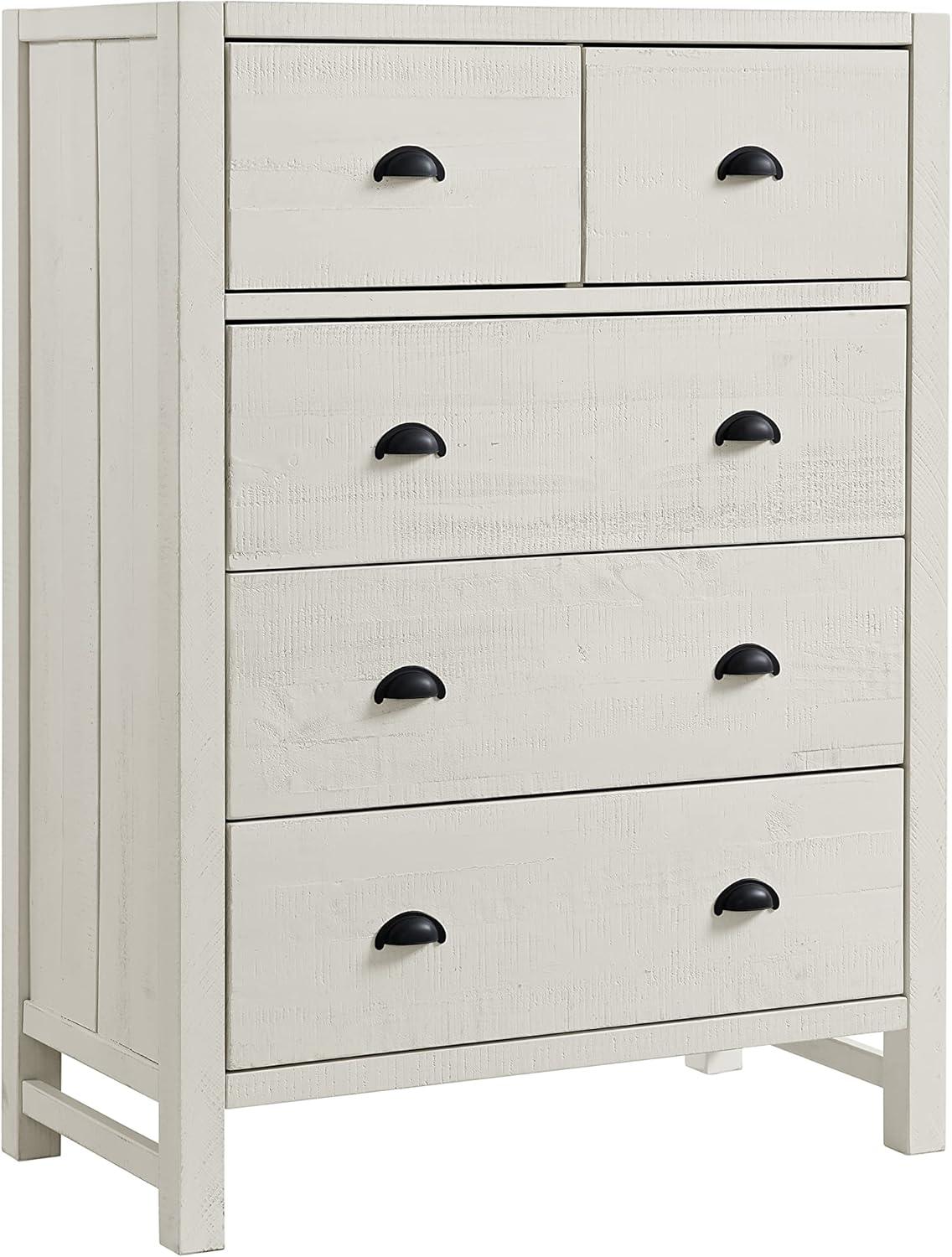 Arden 36" W Bohemian Style Rectangular Chest With 5 Drawers, With Hidden Fasteners