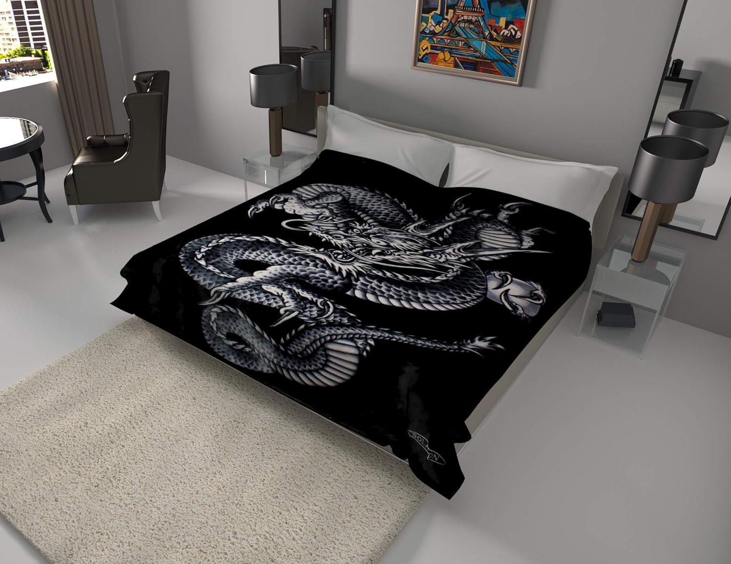 Solaron Black Polyester Reversible Bed Blanket Queen