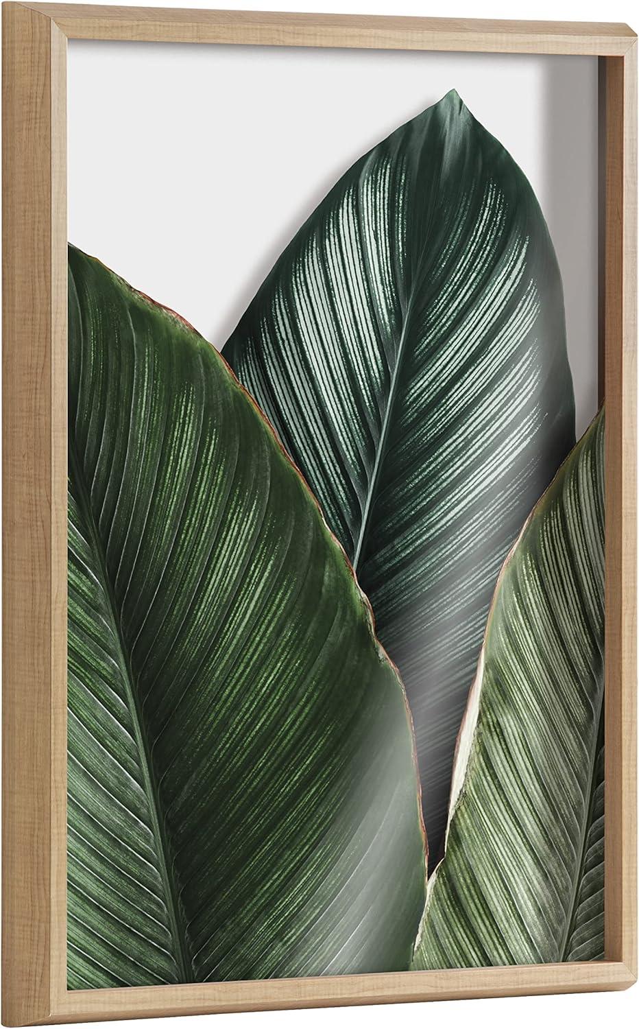 18" x 24" Blake Tropical Palm Leaves Framed Printed Glass Natural - Kate & Laurel All Things Decor