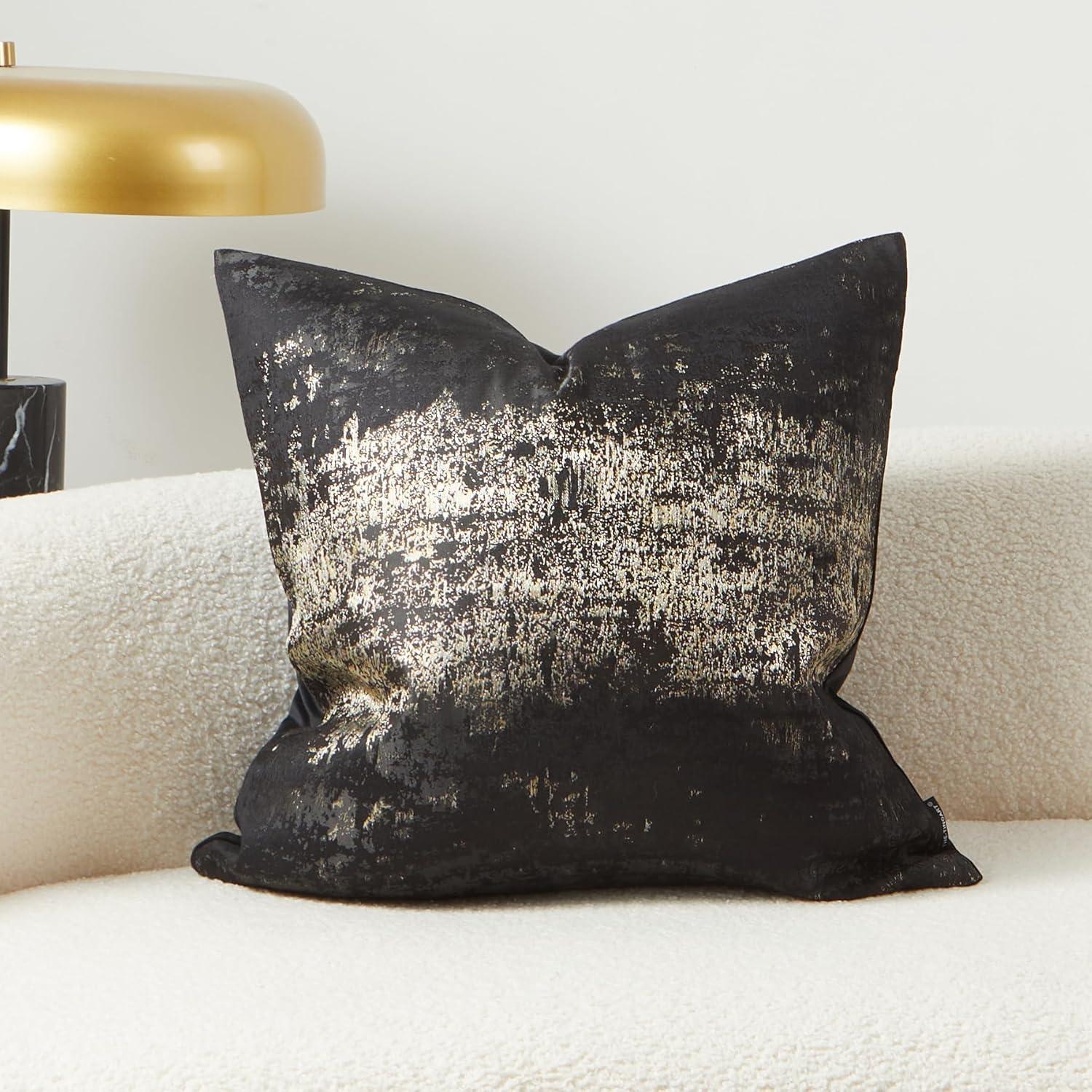 THE-TINOART Glam Jacquard & Velvet Throw Square Accent Pillow Cover 20"x20" 1Piece