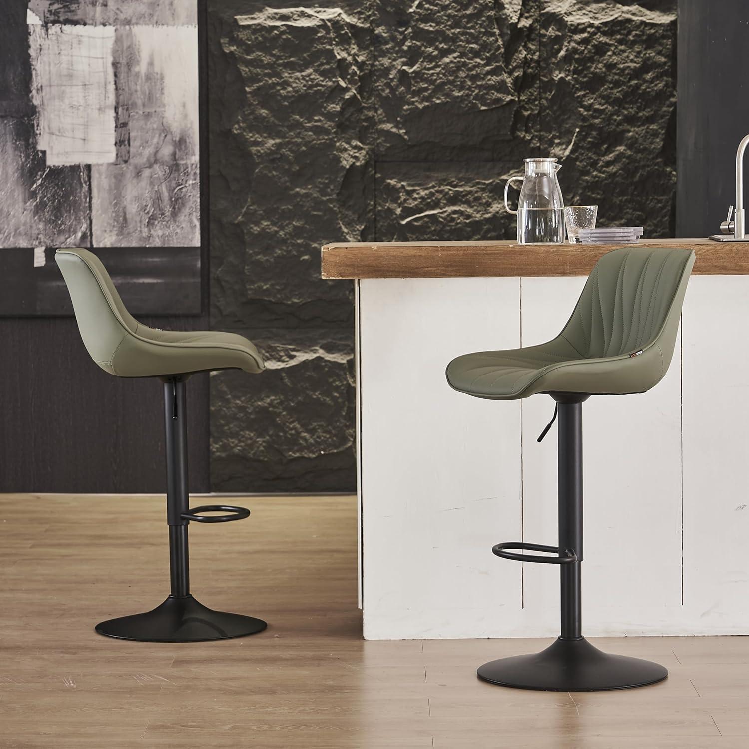 Kidol & Shellder Green Bar Stools Set of 2 Modern Kitchen Island Barstool