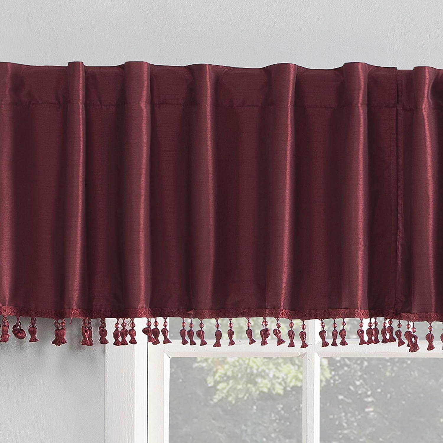 Sun Zero Sun Zero Evelina Faux Dupioni Silk Thermal Extreme 100% Blackout Back Tab Window Valance