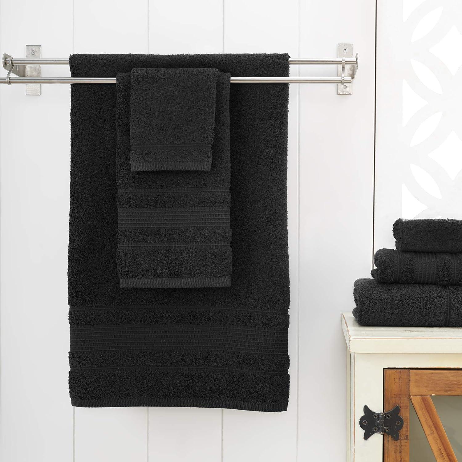 4-Piece Hand Towels Set | 100% Turkish Cotton, Spa & Hotel Towels Quality, Quick Dry Hand Towels for your Bathroom, Shower Towels (Black)