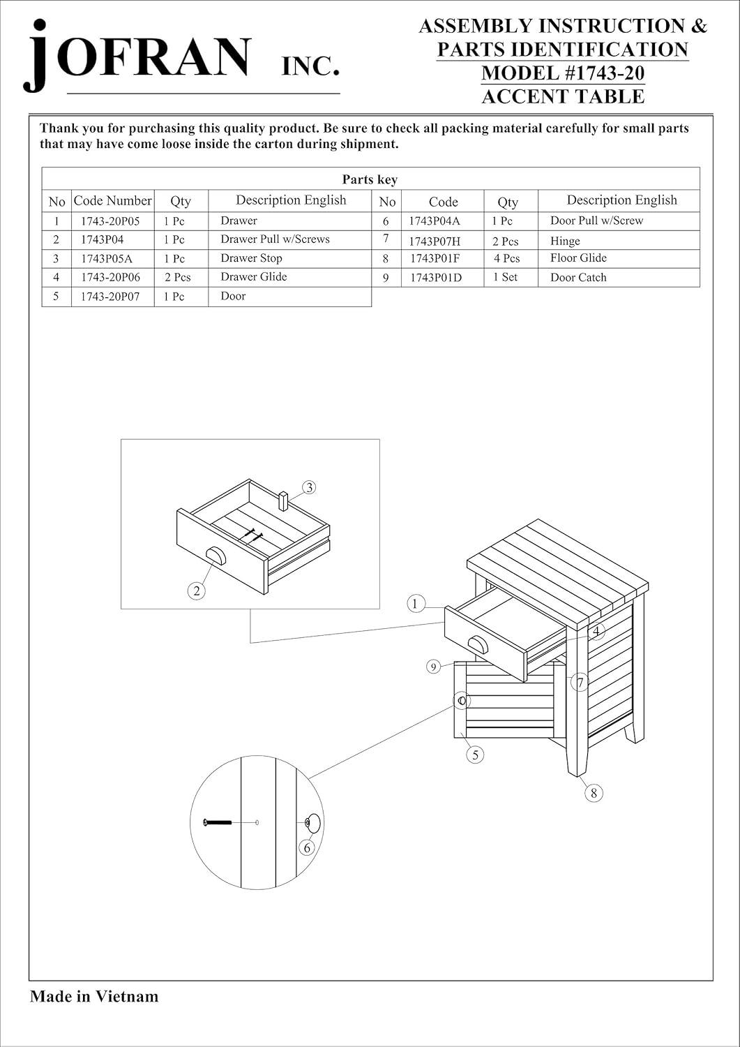 Castile 1 - Drawer Nightstand