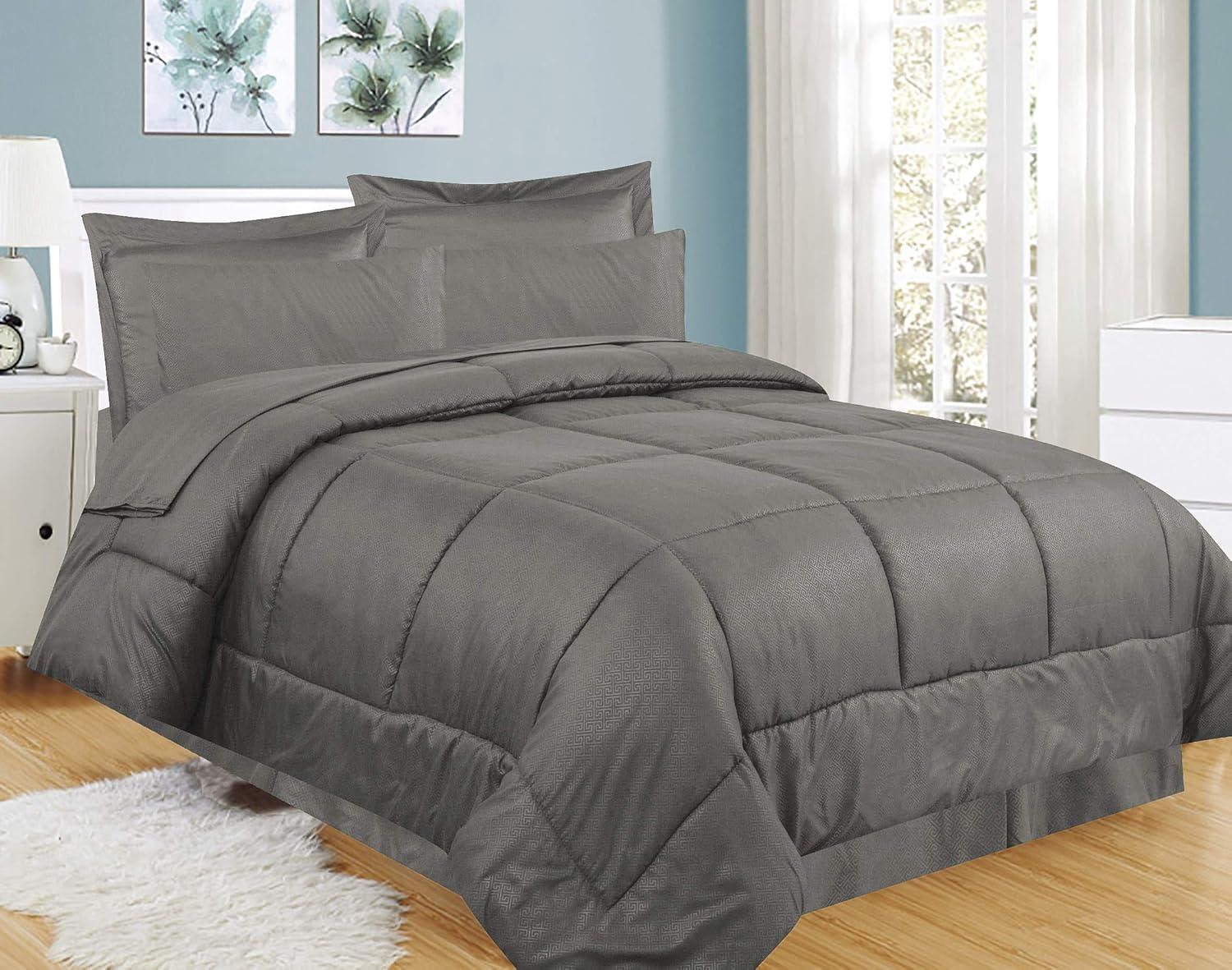Sweet Home Collection Greek Key Embossed Bed in A Bag Comforter Set