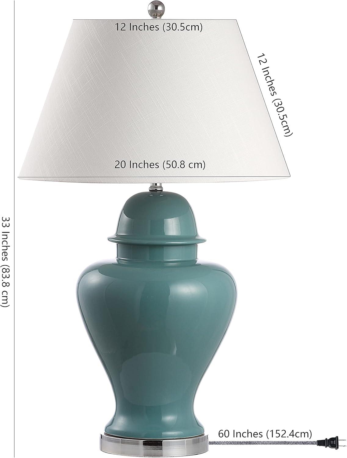 33" Ceramic/Iron LED Table Lamp, Empire Shade, Brass Fittings - JONATHAN Y