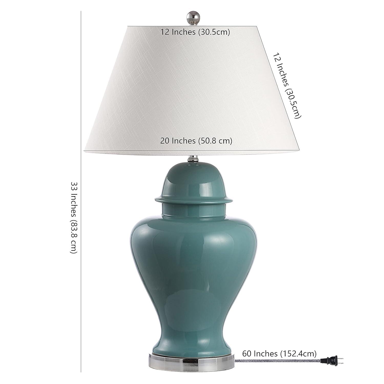 JONATHAN Y JYL6618A Sagwa 33" Ceramic/Iron Modern Classic LED Table Lamp, Contemporary, Farmhouse, Rustic, Traditional for living room, dinning room, bedroom, office Bulb Included, Green