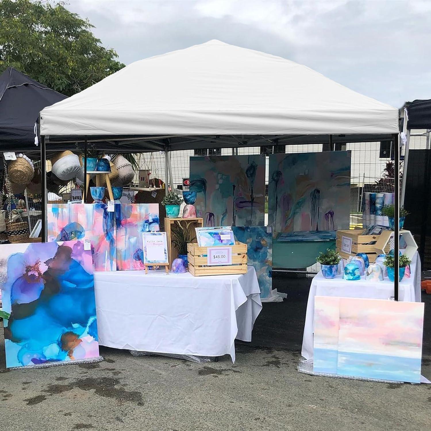 10x10 Canopy Replacement top,10x10ft Pop Up Canopy Top Cover,Silver Coated Replacement Canopy top for Straight Leg Canopy Frame,Beige(1 PCS Top Cover Only)