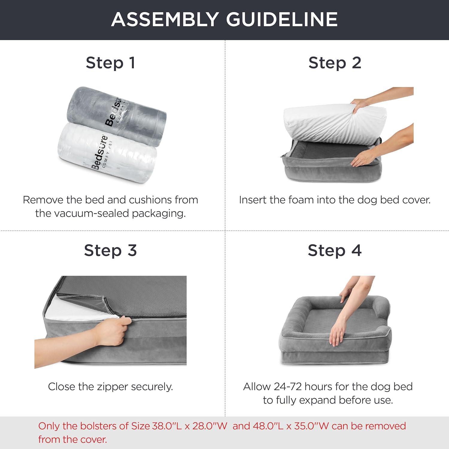 Bedsure Orthopedic Dog Beds Large Sized Dog - Washable Large Dog Cat Bed Waterproof, Comfort Dogs Couch Sofa with Washable Removable Cover, Pet Bed with Nonskid Bottom, Amber Noel-Red, 35"