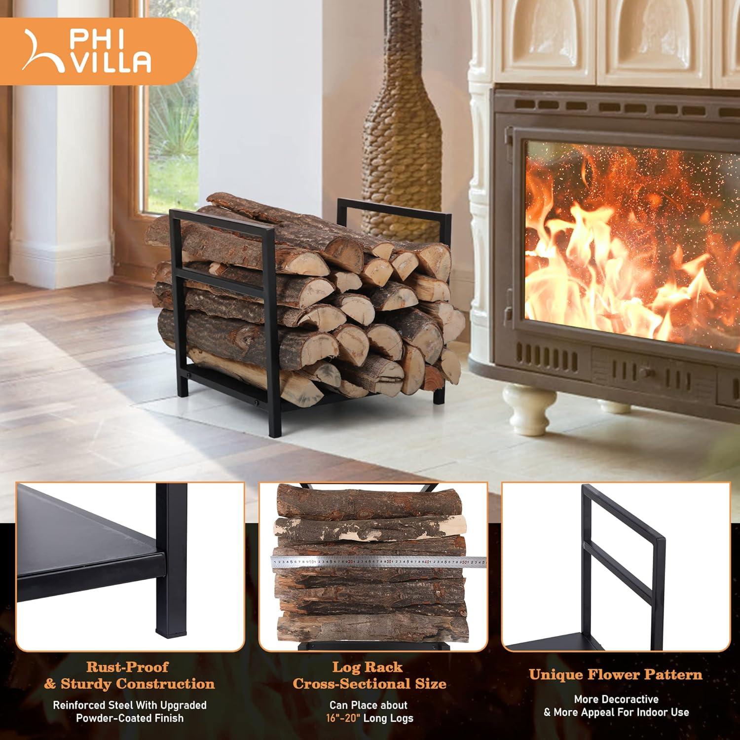 Charlton Home® Raphaille 15'' W Metal Log Rack