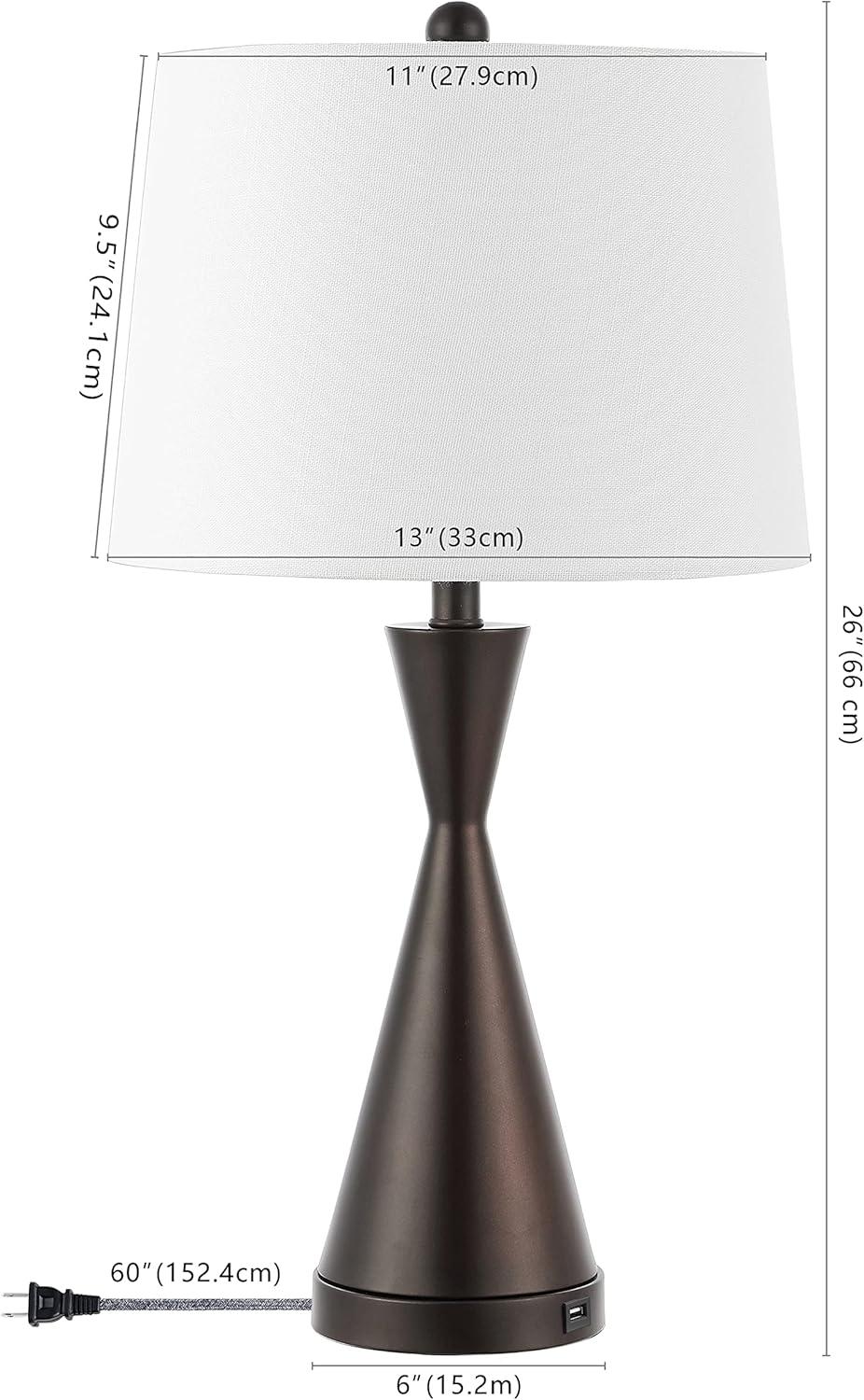 JONATHAN Y Colton French Country Farmhouse Iron LED Table Lamp with USB Charging Port