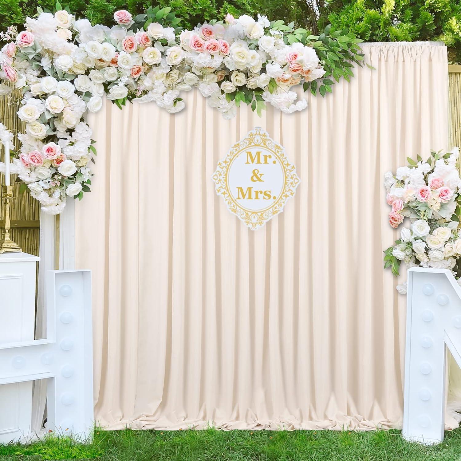 Soar Dream 5ft x 10ft Backdrop Curtains 2 Panels Ivory Backdrop Curtain for Wedding, Party and Video