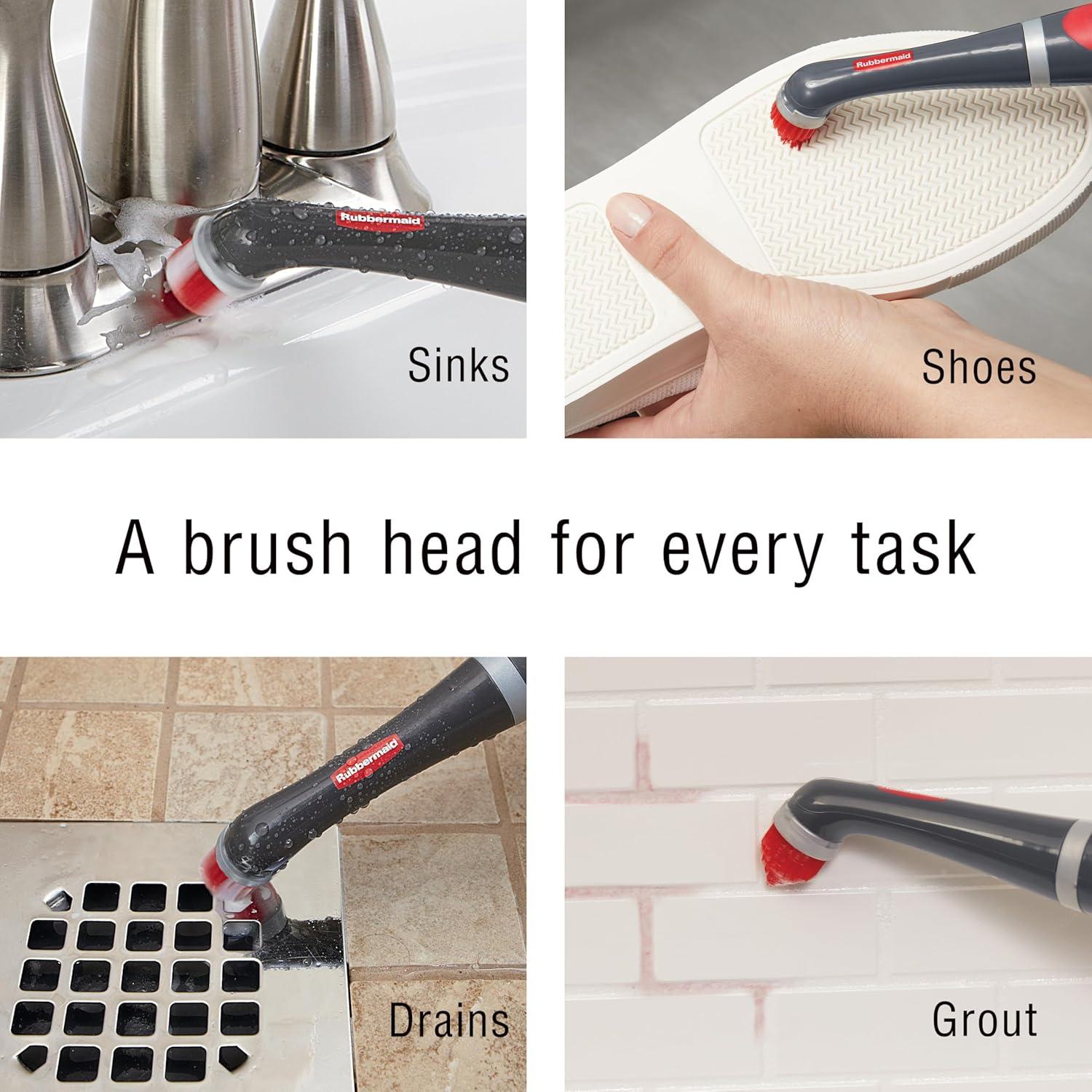 Rubbermaid Power Scrubber with 1 All-Purpose Scrubbing Head and 1 Grout Scrubbing Head