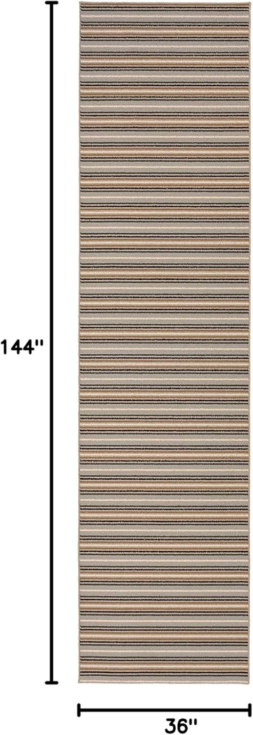 Garland Rug Nantucket Stripe 3 ft. x 12 ft. Indoor Runner Rug in Earth Tone